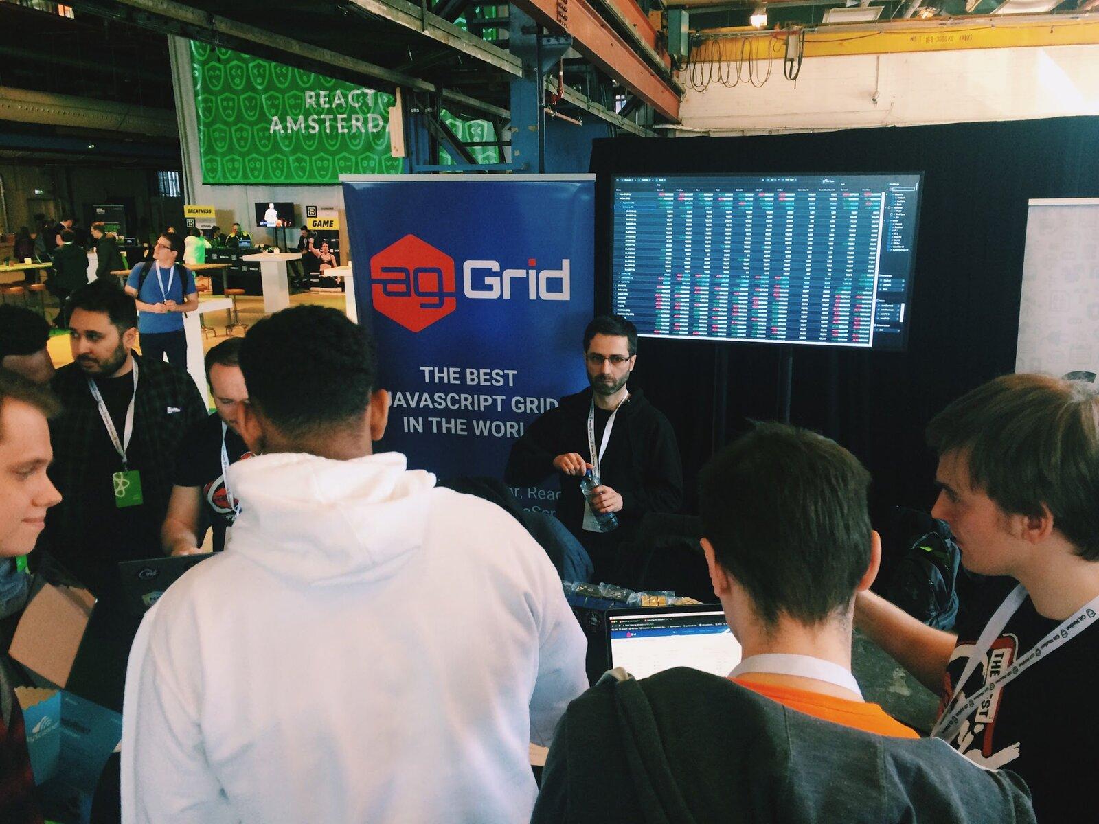 The AG Grid stand at React Amsterdam