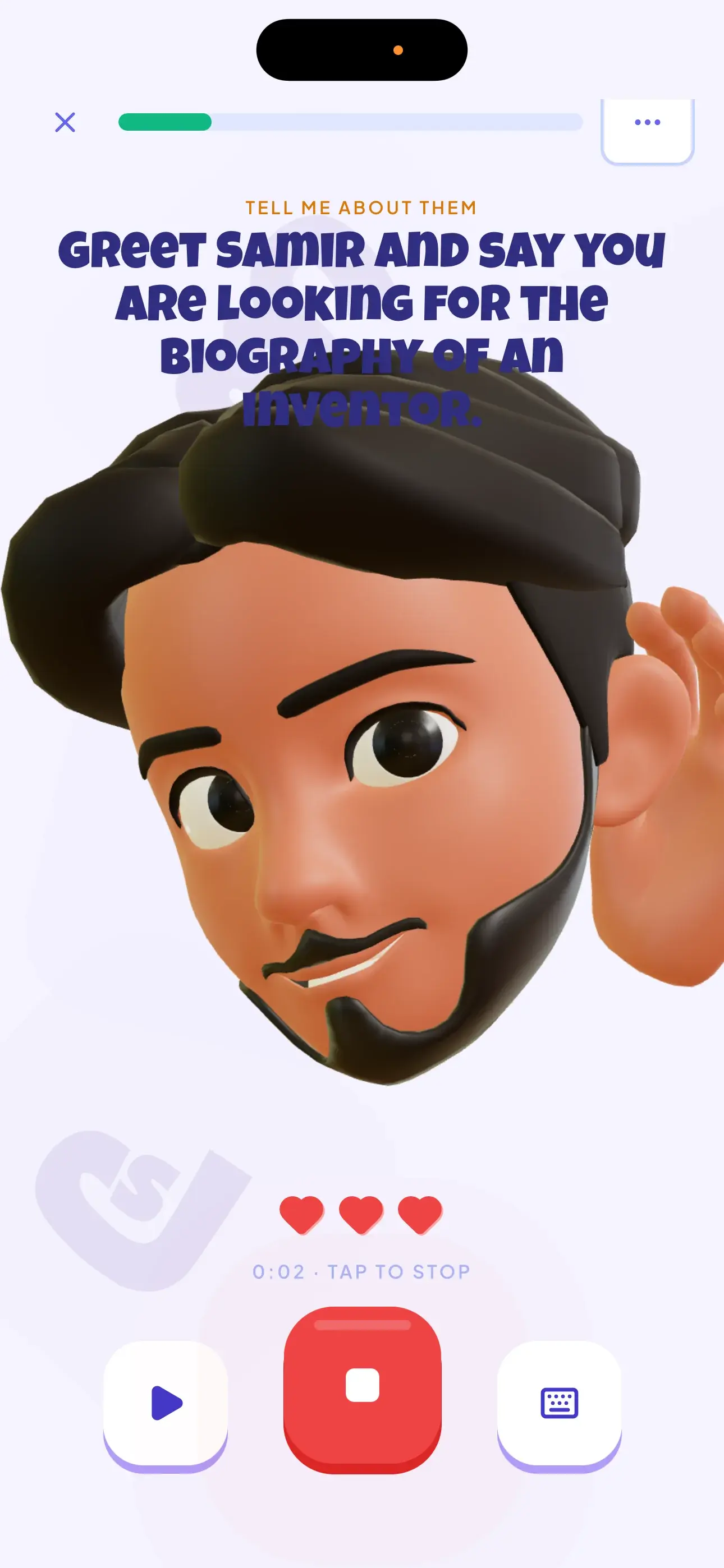 Speaking practice with a character